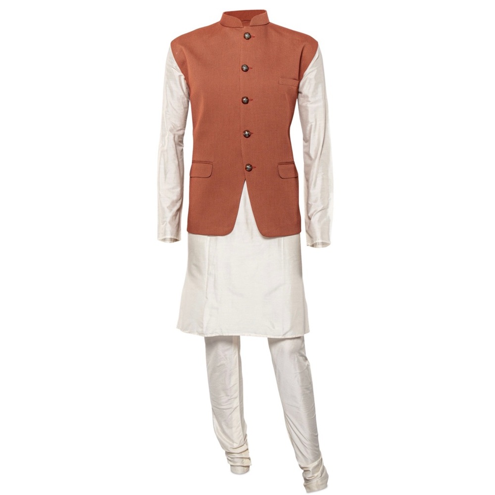 Orange Vest with Kurta Set